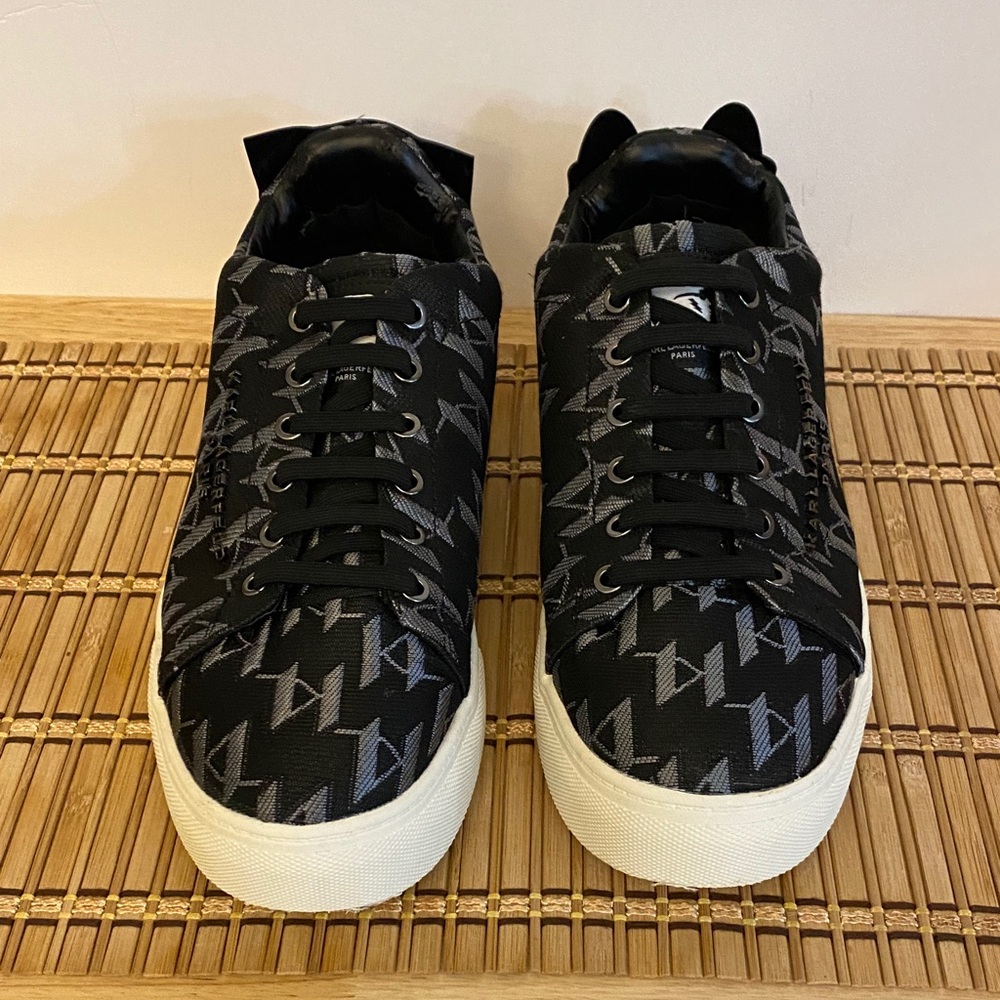 Karl Lagerfeld Women’s “Chella” Black Patterned Low-Top Sneakers